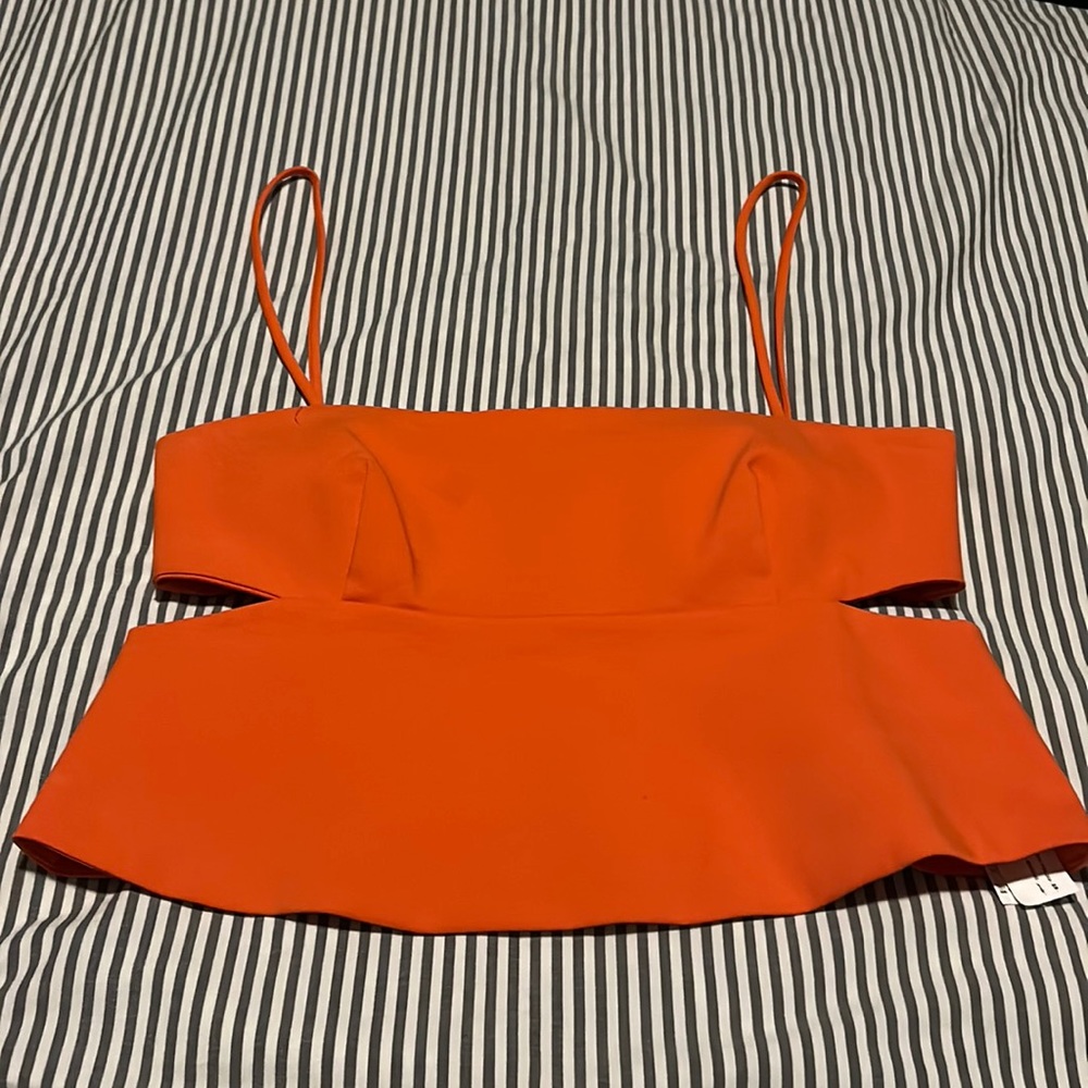 Orange Zara M cut out crop top